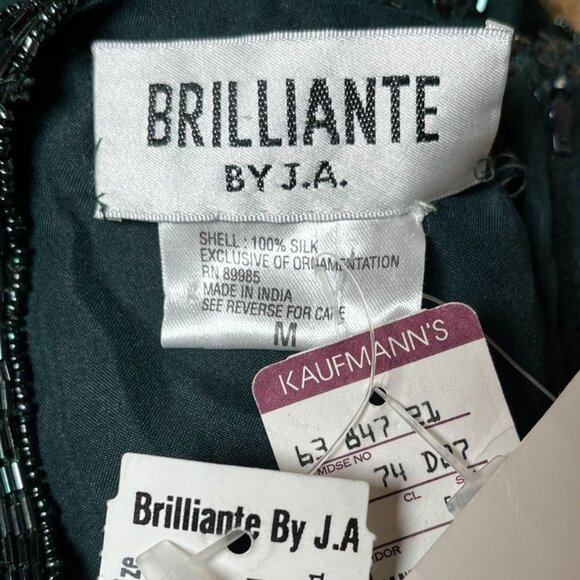 Vintage 90s NWT Beaded Sequin Soutache Cocktail Dress Emerald Green Size S/M - Picture 9 of 12